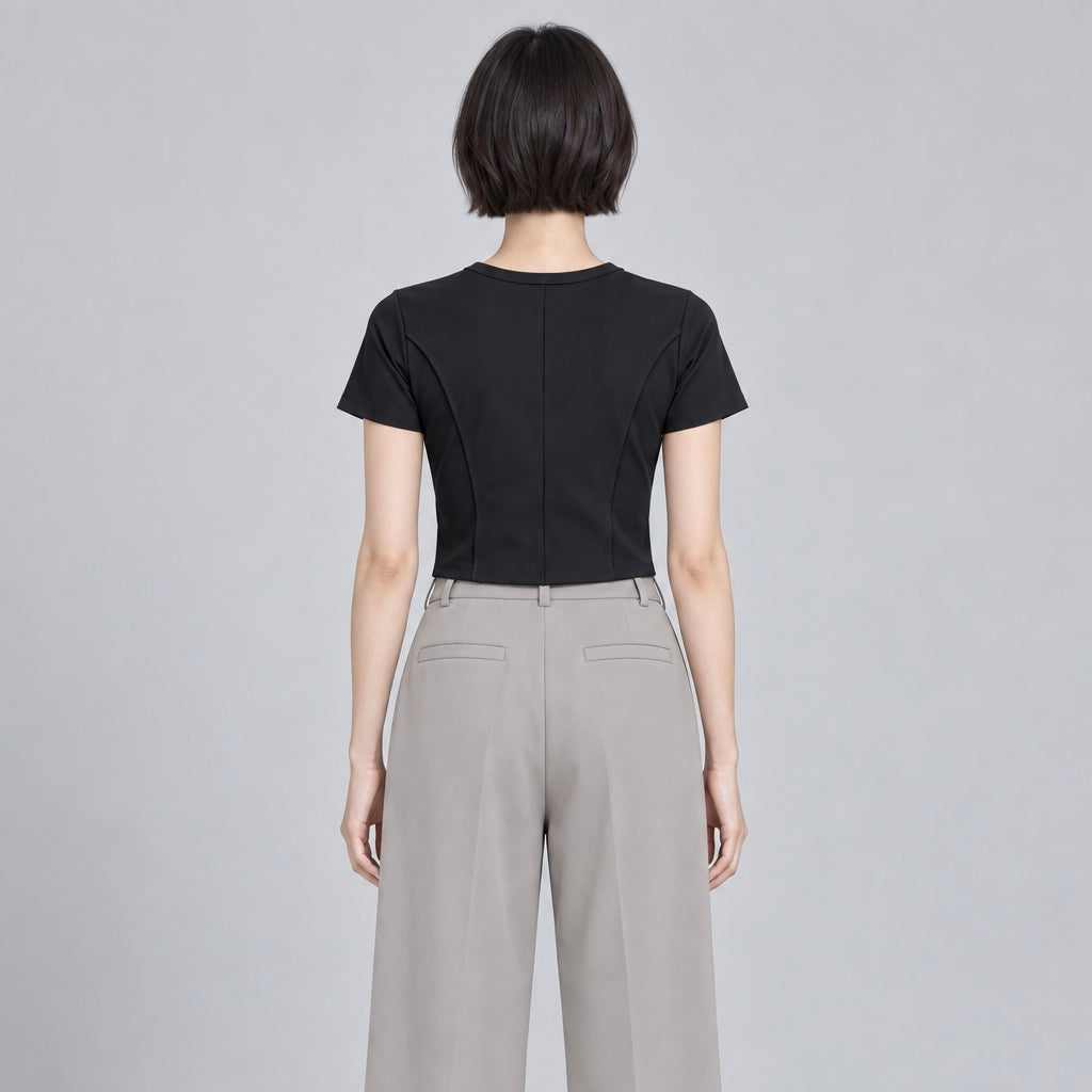 ラインクロップド Tシャツ